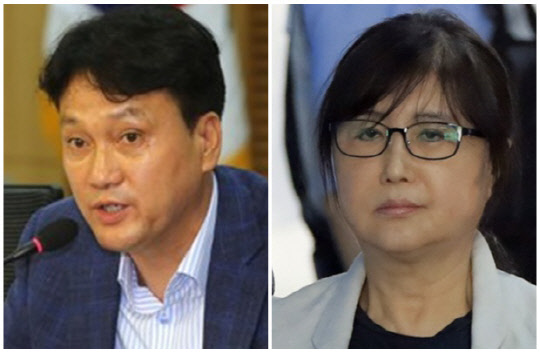 안민석(왼쪽) 더불어민주당 의원과 최순실(본명 최서원)씨. 연합뉴스